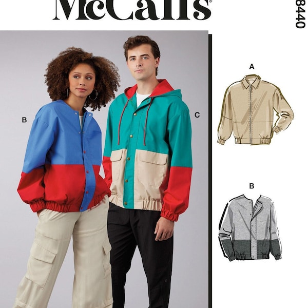 Sewing Pattern for Women's and Men's Jackets, Zip Front Jacket, Mens Bomber Jacket, Winter Jacket, McCalls 8440, Size XS-XXL, Uncut FF