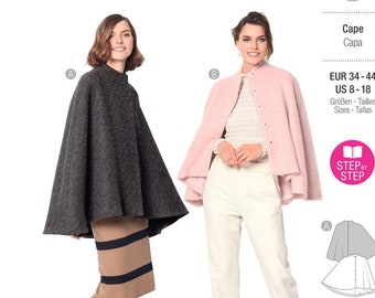 Sewing Pattern for Women's Jacket, Cape Jacket, Capelet, Shawl Jacket, Winter Jacket, Burda 6063, Size 8-18, Uncut FF