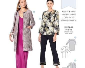 Sewing Pattern for Womens Jacket, Womens Cardigan, Button Front Jacket, Long Jacket, Lined Jacket, Burda 6248, Size 8-18, Uncut FF