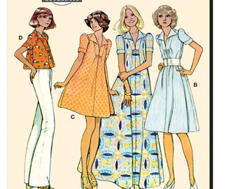 Sewing Pattern for Women's Dress and Tops, Pullover Dress, 70s Dress, Womens Tunic, Maxi Dress, McCalls 8492, Size 6-14 16-24, Uncut FF
