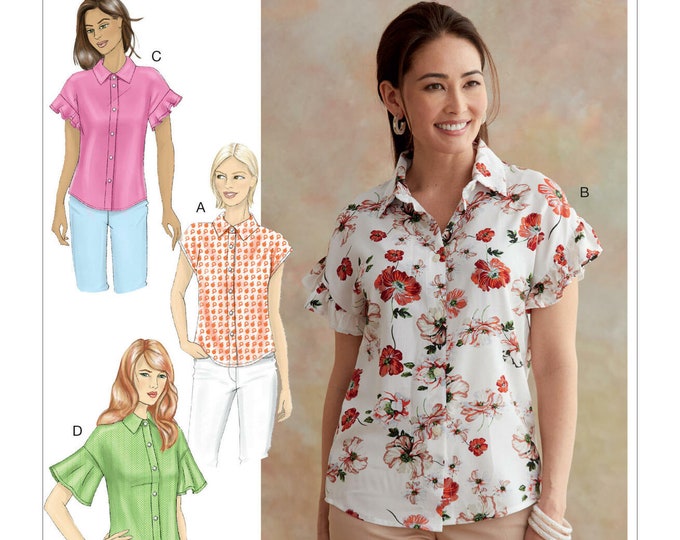 Easy Sewing Pattern for Women's Tops, Button Front Tops, Semi Fitted ...