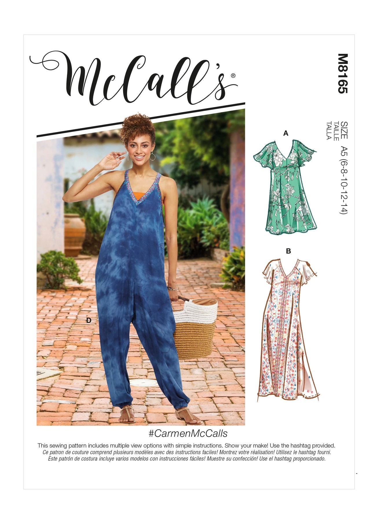 Sewing Pattern for Womens Jumpsuit and Dress Pattern, Maxi Dress, Womens  Dungarees, Mccalls 8165, Size 6-14 and 14-22, Uncut and FF -  New  Zealand