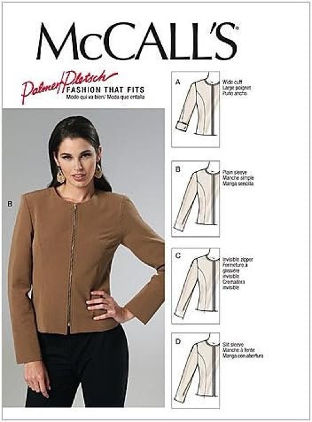 Sewing Pattern for Women's Jacket Zip Front Jacket Lined 