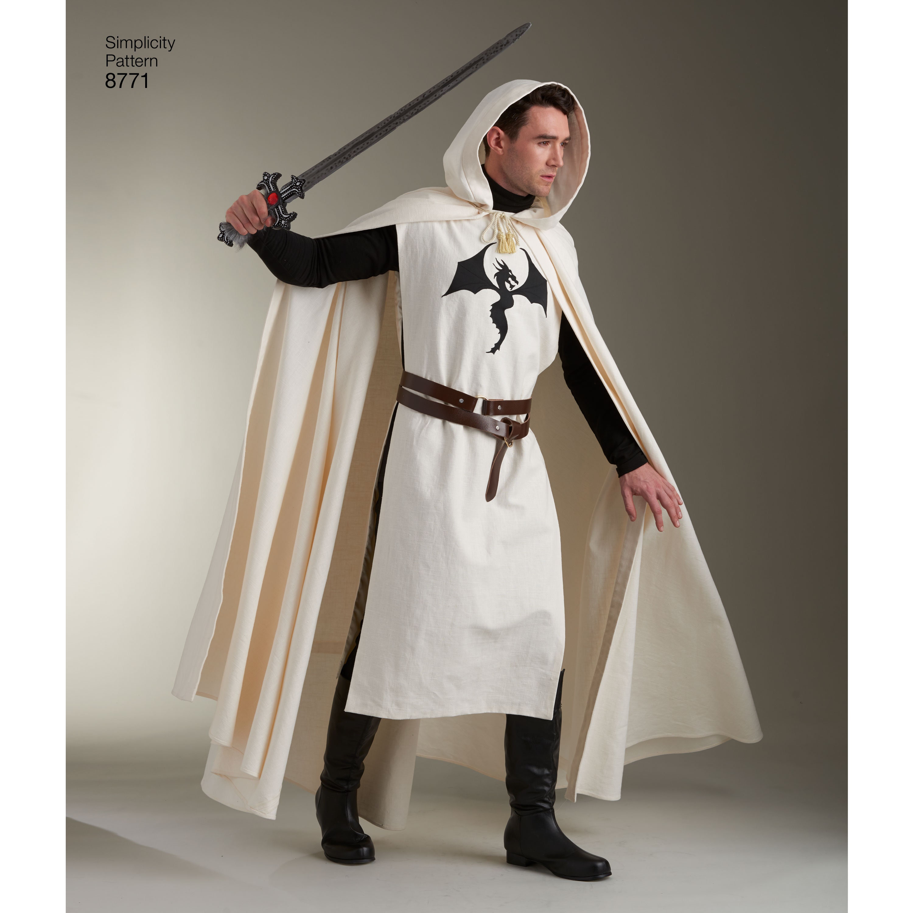 Knight Cape Pattern Sewing Pattern for Mens Fantasy Costume, Hooded Cape Costume, Floor ...