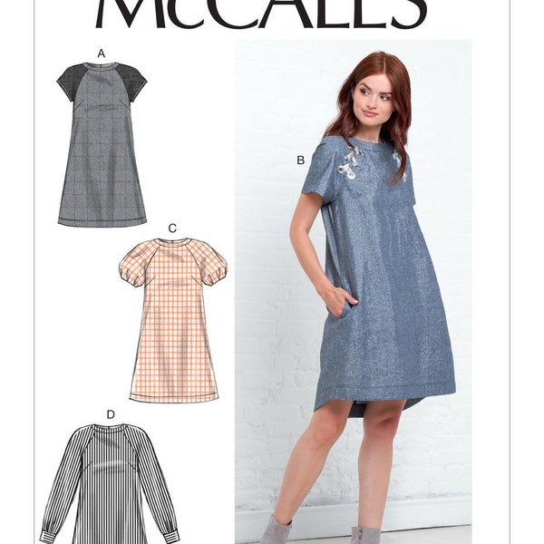 Easy Sewing Pattern for Women's Dress, Puff Sleeve Dress, Summer Dress Pattern, Pullover Dress, McCalls 7862, Size 6-14 and 14-22, Uncut FF