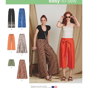 Easy Sewing Pattern for Womens Pants and Shorts, Wide Leg Pants, Cropped Pants, Culottes, Simplicity 8134, Size 6-14 14-22, Uncut FF
