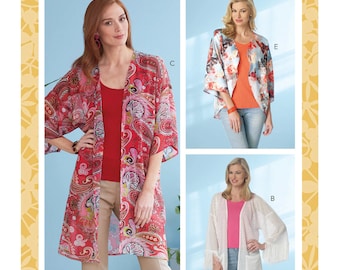 Easy Sewing Pattern for Women's Kimono Jacket, Open Front Kimono, Long Kimono Pattern, Butterick 6176, Size XS-M and L-XXL, Uncut FF
