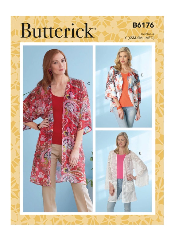 Easy Sewing Pattern for Women's Kimono Jacket Open Front -  Hong Kong
