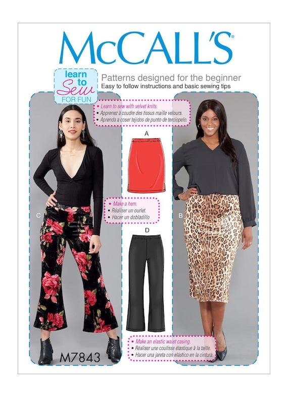 Easy Sewing Pattern for Women's Knit Pants and Skirts, Wide Leg Pants, Kick  Flare Pants, Cropped Pants, Mccall's 7843, Size 8-16 18W-24W -  Canada