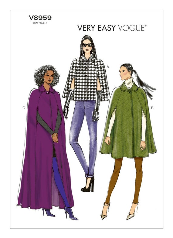 Easy Vogue Sewing Pattern for Womens Cape Jacket, Long Cape