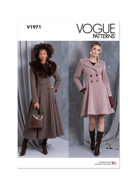 Quatorze mohair switching coat ピンクネイビー Vogue Sewing Pattern for Womens Jacket, Double Breasted Coat
