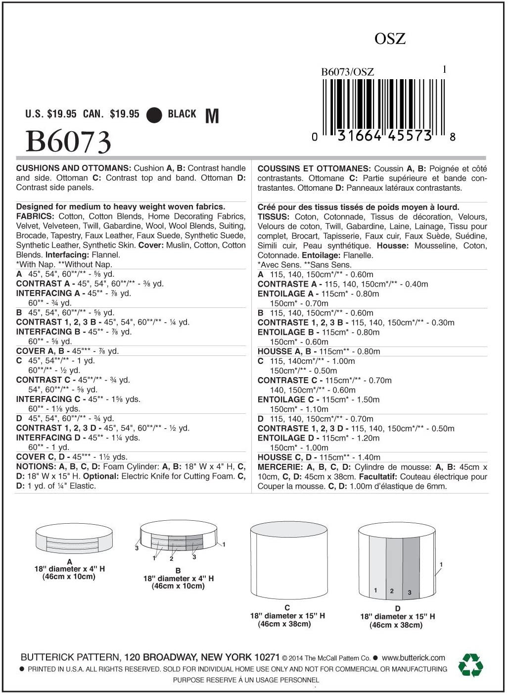 Sewing Pattern for Seat Cushions and Ottomans Round Ottoman Etsy