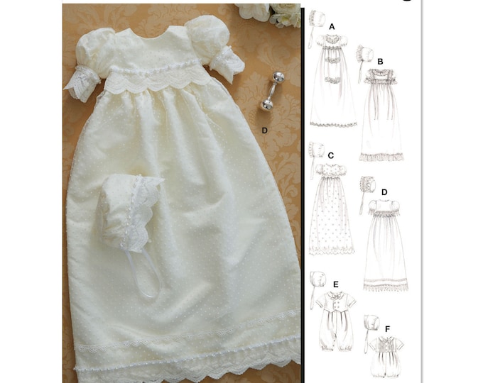 Sewing Pattern for Baby Christening Gown, Rompers, and Baby Bonnets ...
