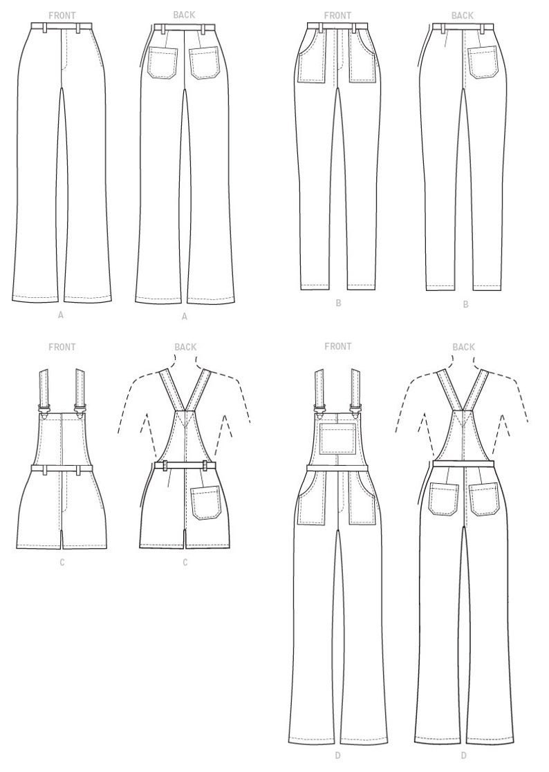 Overalls Pattern Sewing Pattern for Womens Overalls and Jeans, Denim Overalls Pattern ...