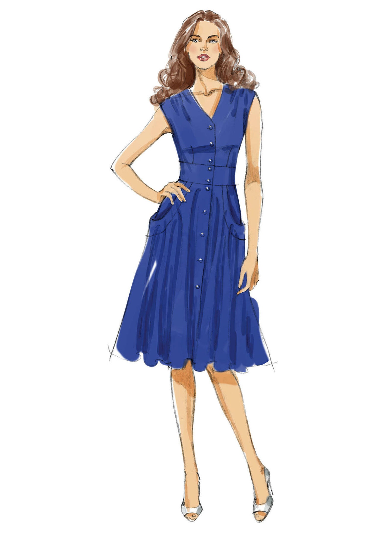Vogue Sewing Pattern for Womens Dress, Shirt Dress Pattern, Button