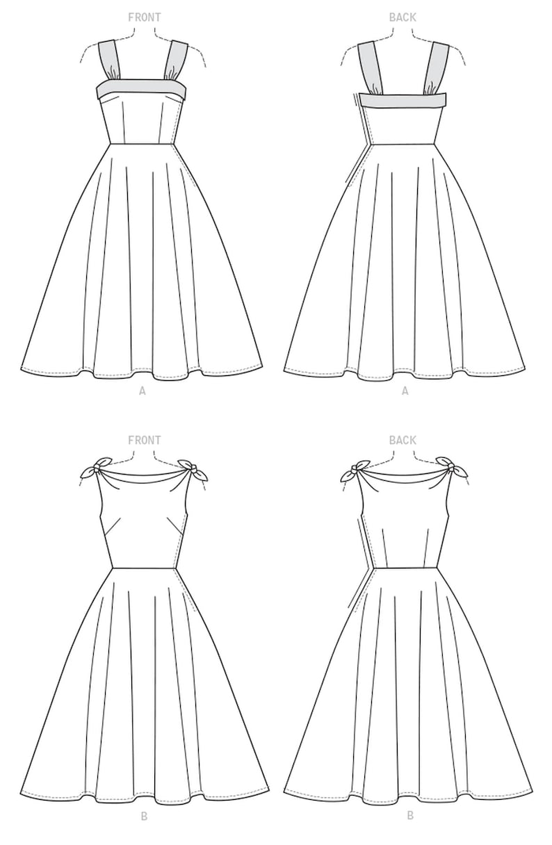 Sewing Pattern for Women's Dress, Vintage Style Dress with Petticoat, Fit and Flare Dress, Size 6-14 and 14-22, McCalls 7599, Uncut FF image 6