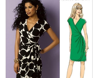 Easy Sewing Pattern for Womens Knit Dress, Knit Wrap Dress, Fitted Dress, Summer Dress, Size 6-14 14-22, Butterick 6054, Uncut FF