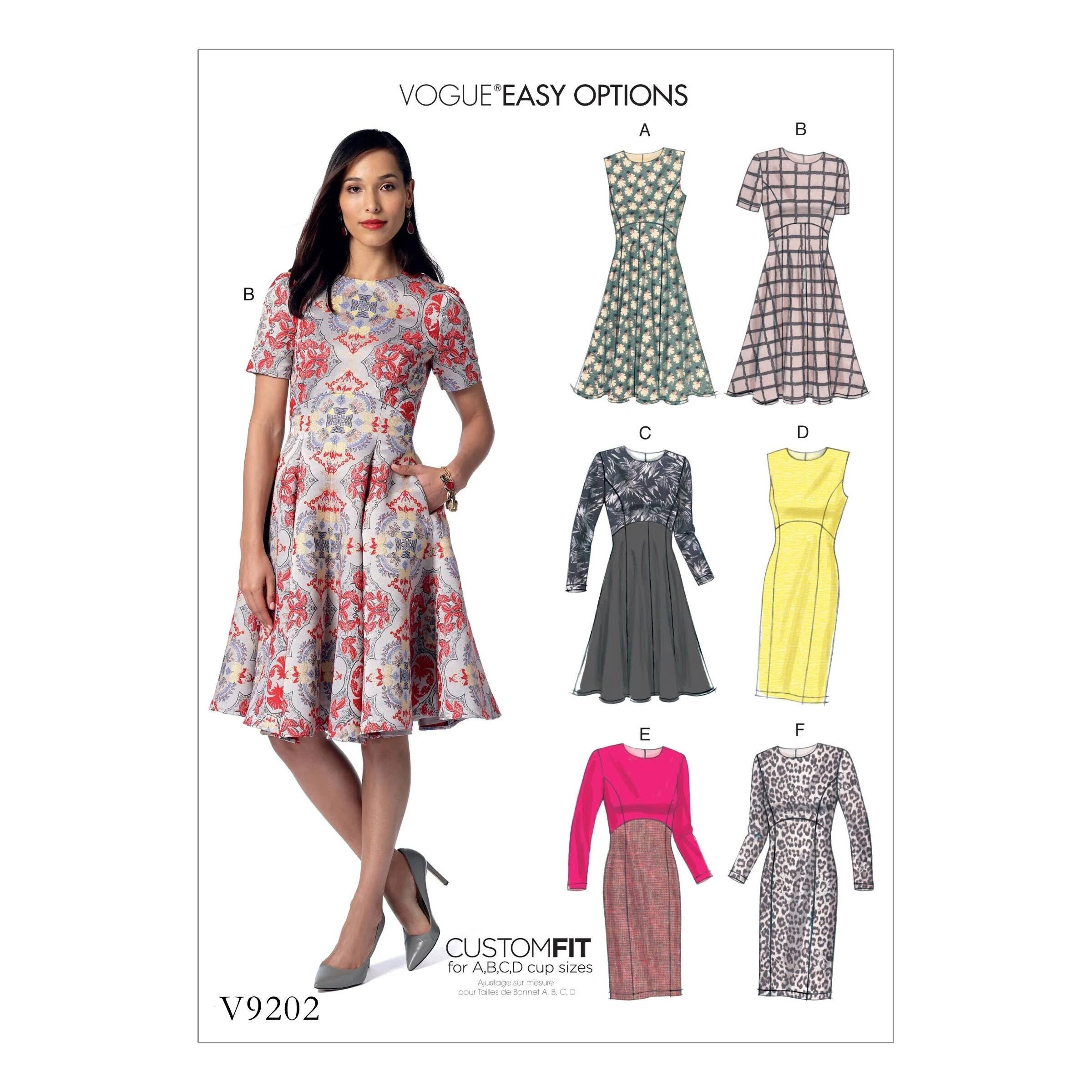 Vogue Sewing Pattern for Womens Dress, Princess Seam Dress