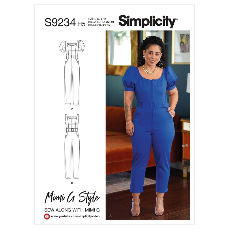 Sewing Pattern for Womens Jumpsuit Puff Sleeve Jumpsuit Etsy