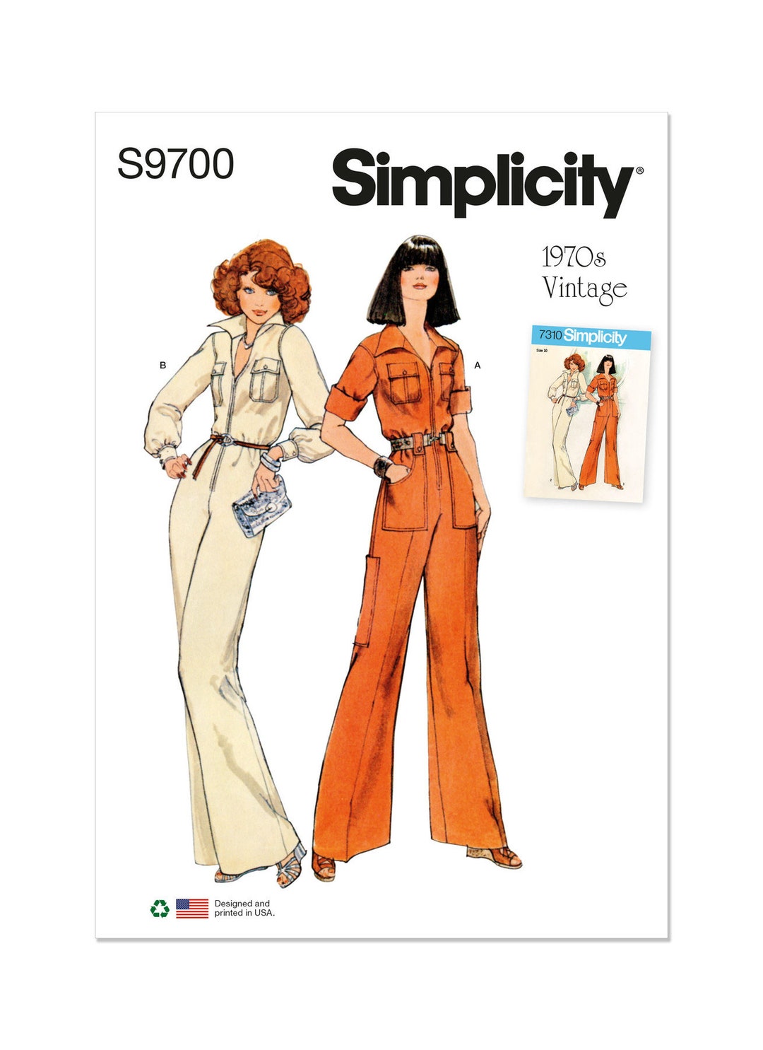 Sewing Pattern for Womens Jumpsuit, 70s Jumpsuit, Zip Front Jumpsuit