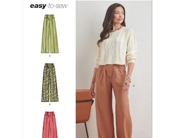 Sewing Pattern for Women's Pants, Wide Leg Pants, High Waisted Pants, Pleated Pants, Womens Trousers, Simplicity 9823, Size 6-14 16-24