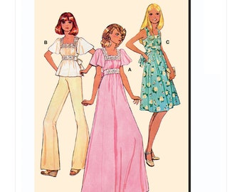 Sewing Pattern for Women's Dress and Tops, Pullover Dress, 70s Dress, Womens Tunic, Maxi Dress, McCalls 8258, Size 6-14 16-24, Uncut FF