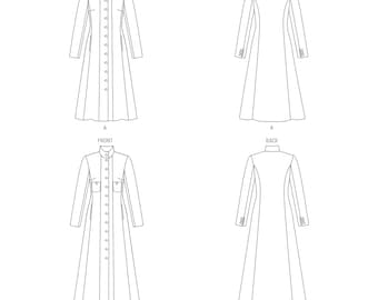 新品★ LITTLE FLARE LINE ART LONG COAT Vogue Sewing Pattern for Womens Jacket, Winter Coat, Lined Coat