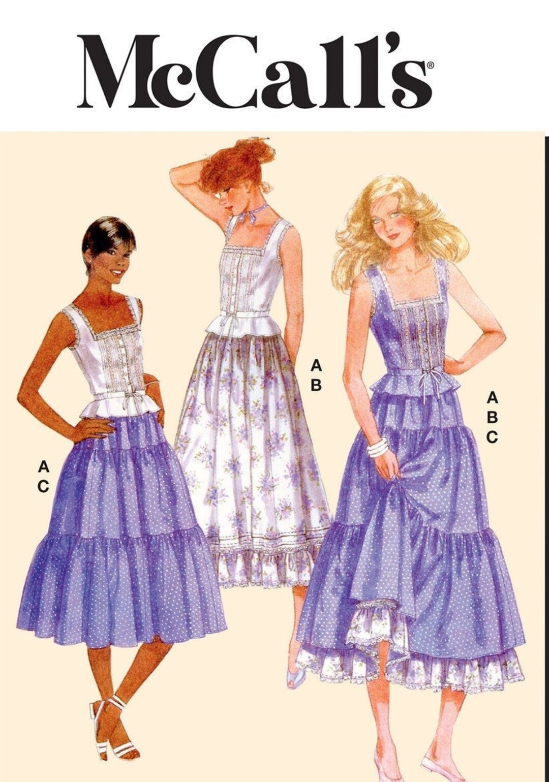 Sewing Pattern for Womens Tops and Skirts, Tiered Skirt, Bustier Tops