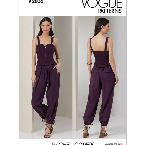 Vogue Sewing Pattern for Womens Jumpsuit, Zip Front Jumpsuit, Jogger Jumpsuit, Utility Jumpsuit, Vogue 2035, Size 6-14 16-24, Uncut