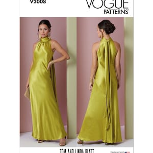 Vogue Sewing Pattern for Women&#39;s Dress, Evening Gown, Halter Dress, Maxi Dress, Prom Dress, Vogue 2008, Size 4-12 14-22, Uncut FF