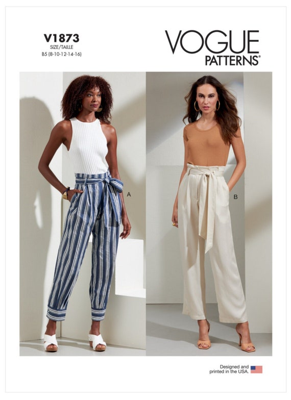 Buy Vogue Sewing Pattern for Women's Pants, High Waisted Pants, Paperbag  Pants, Cropped Pants, New Vogue 1873, Size 8-16 and 16-24, Uncut FF Online  in India 