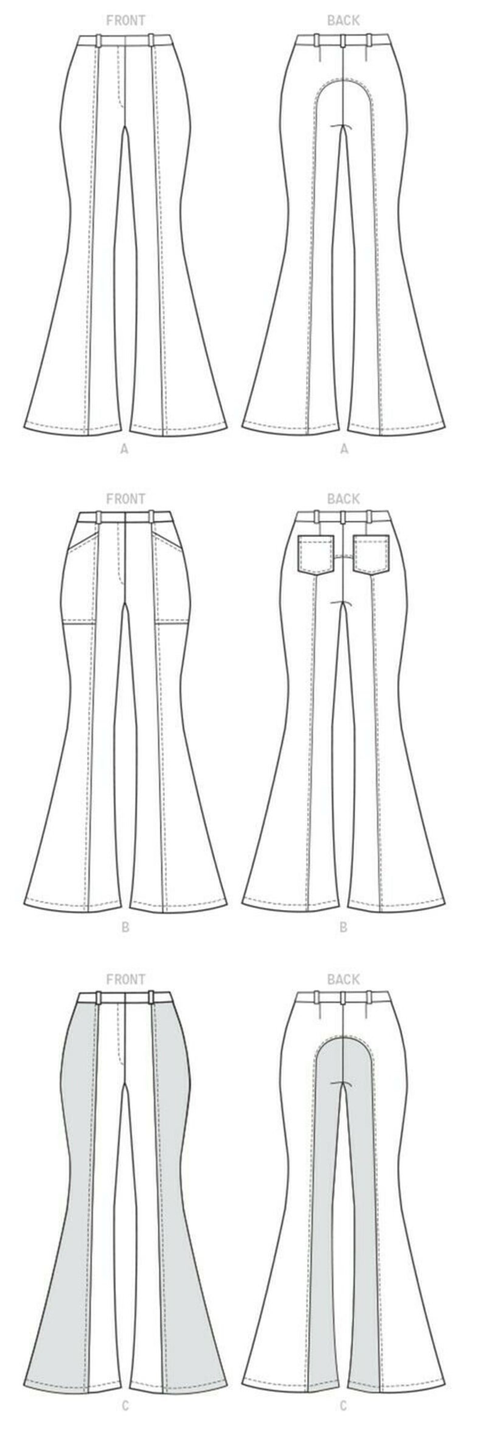 Sewing Pattern for Womens Bell Bottom Jeans, Denim Jeans, 70s Jeans ...