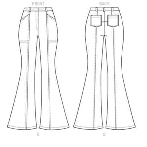 Sewing Pattern for Womens Bell Bottom Jeans, Denim Jeans, 70s Jeans ...