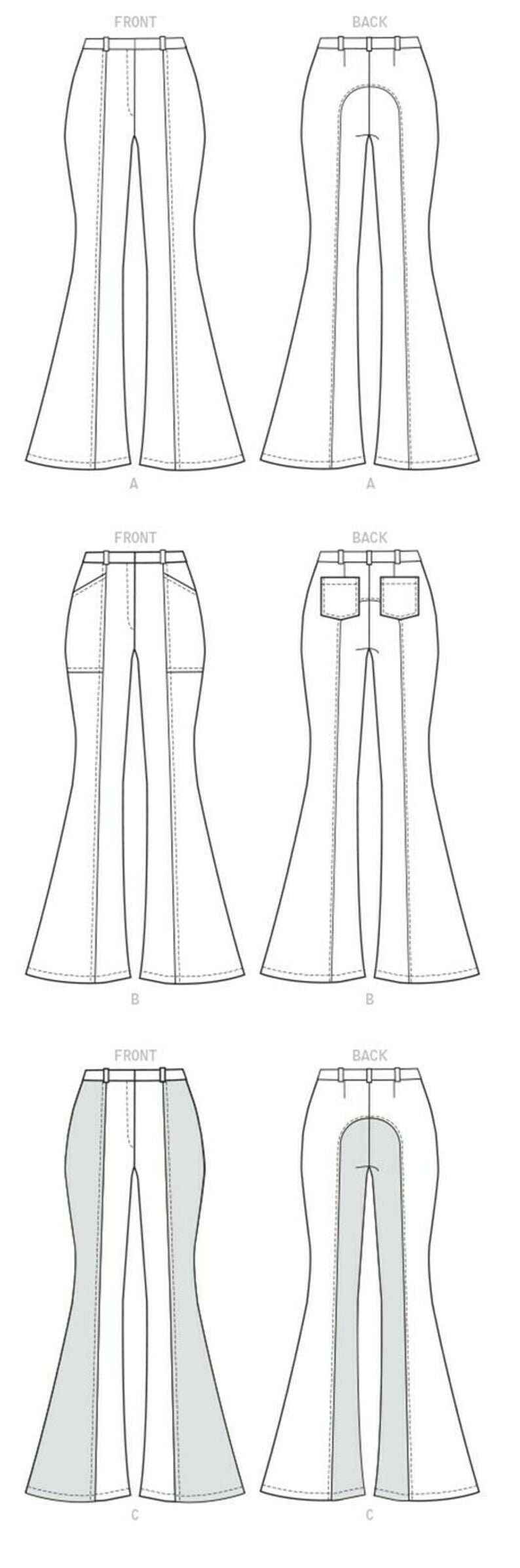Sewing Pattern for Womens Bell Bottom Jeans, Denim Jeans, 70s Jeans ...