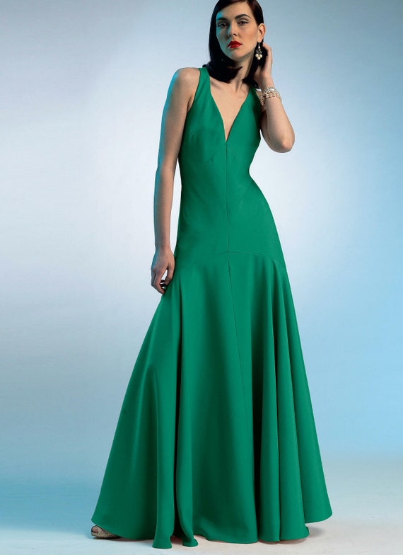 green emerald velvet dress Vogue Evening Dress V2048 – The Fold Line