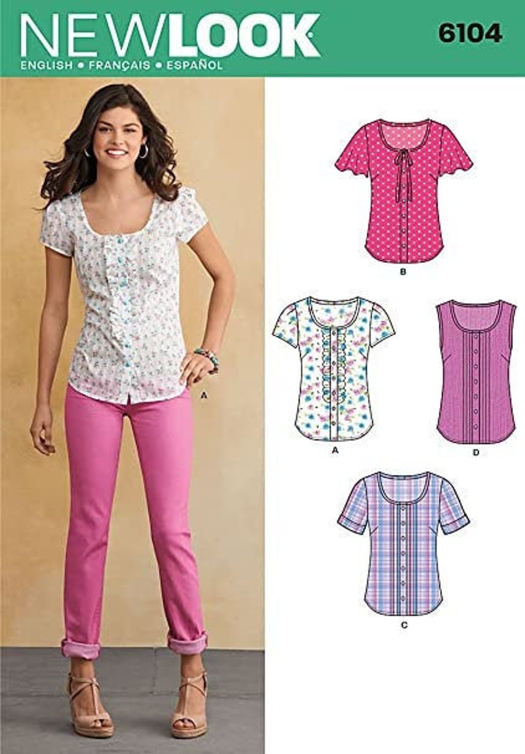 Easy Sewing Pattern for Womens Tops, Button Front Tops, Fitted Tops ...