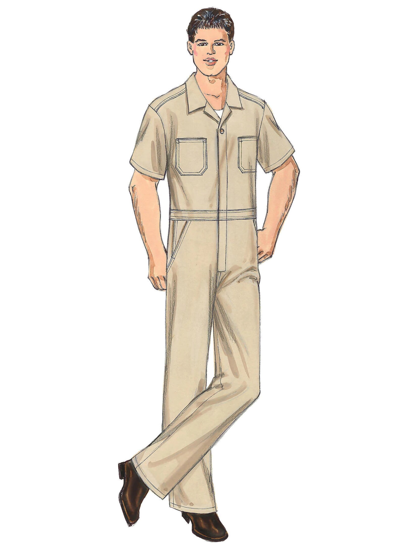 Sewing Pattern for Men's Button Coveralls Mens Jumpsuit | Etsy