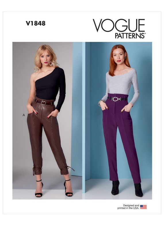 Vogue Sewing Pattern for Women's Pants, High Waisted Pants, Trousers,  Tapered Pants, New Vogue 1848, Size 8-16 and 16-24, Uncut FF 