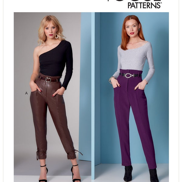 Vogue Sewing Pattern for Women's Pants, High Waisted Pants, Trousers, Tapered Pants, New Vogue 1848, Size 8-16 and 16-24, Uncut FF