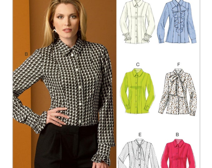 Vogue Sewing Pattern for Womens Tops, Button Front Top Pattern, Long ...