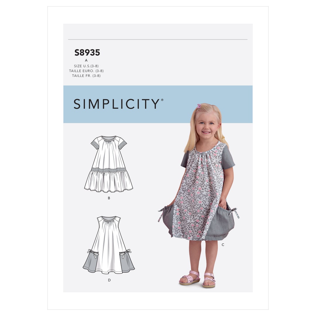 Sewing Pattern for Girls Dress, Ruffle Hem Dress, Girls Tiered Dress ...