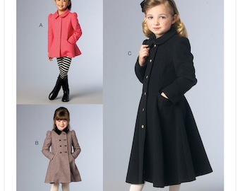 Vogue Sewing Pattern for Girls Jackets, Girls Winter Coat, Peacoat, Princess Seam Jacket, Vogue 1856, Size 2-5 and 6-8, Uncut and FF