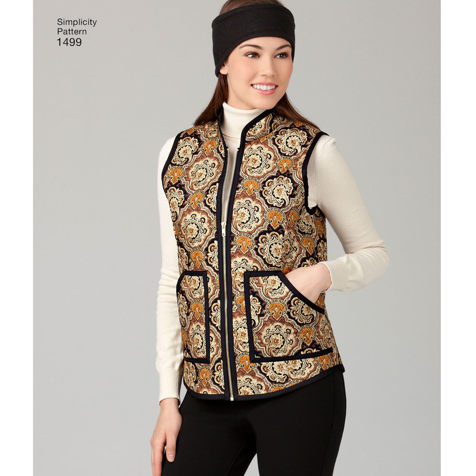 Open Vest Pattern Sewing Pattern for Womens Vests and Headband, Zip Front Vest, Quilted ...