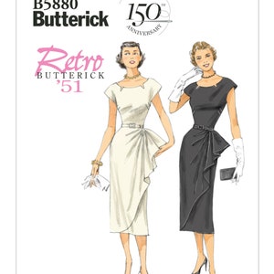 Sewing Pattern for Women's Dress, Vintage 50s Style Dress, Fitted Dress, Cocktail Dress, Size 6-14 and 14-22, Butterick 5880, Uncut FF