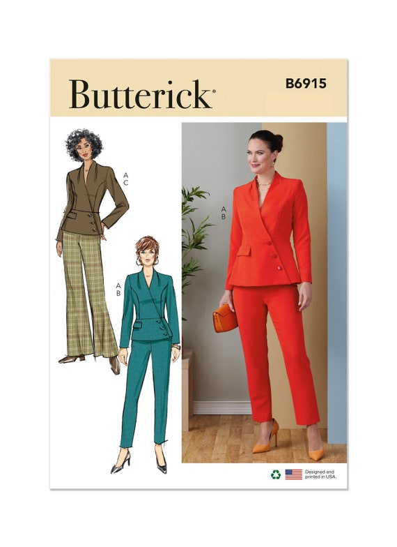 Sewing Pattern for Womens Jacket and Pants, Blazer Jacket, Flared Pants, Womens  Suit, Butterick 6915, Size 8-16 18-26, Uncut FF -  Norway