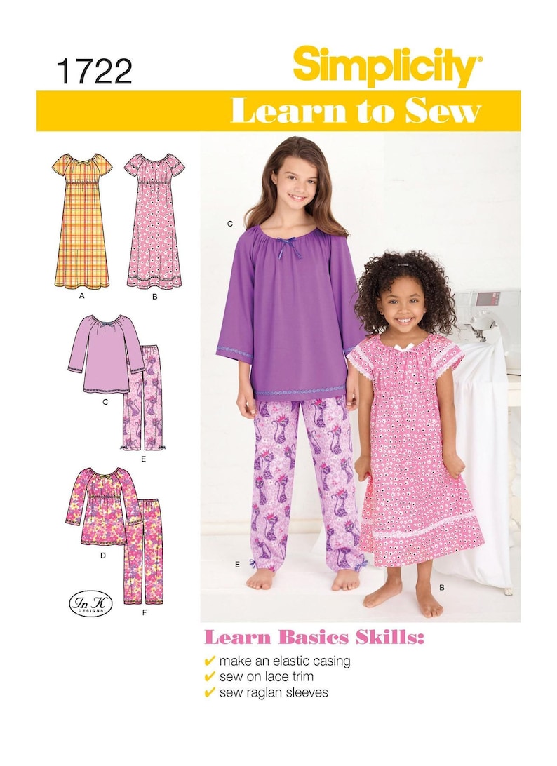 Easy Sewing Pattern for Girls Pajamas, Pajama Tops, Pajama Pants, Girls ...