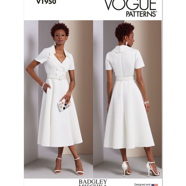Vogue Sewing Pattern for Women's Dress, Midi Dress, Fit and Flare Dress, Summer Dress, V Neck Dress, Vogue 1950, Size 6-14 16-24