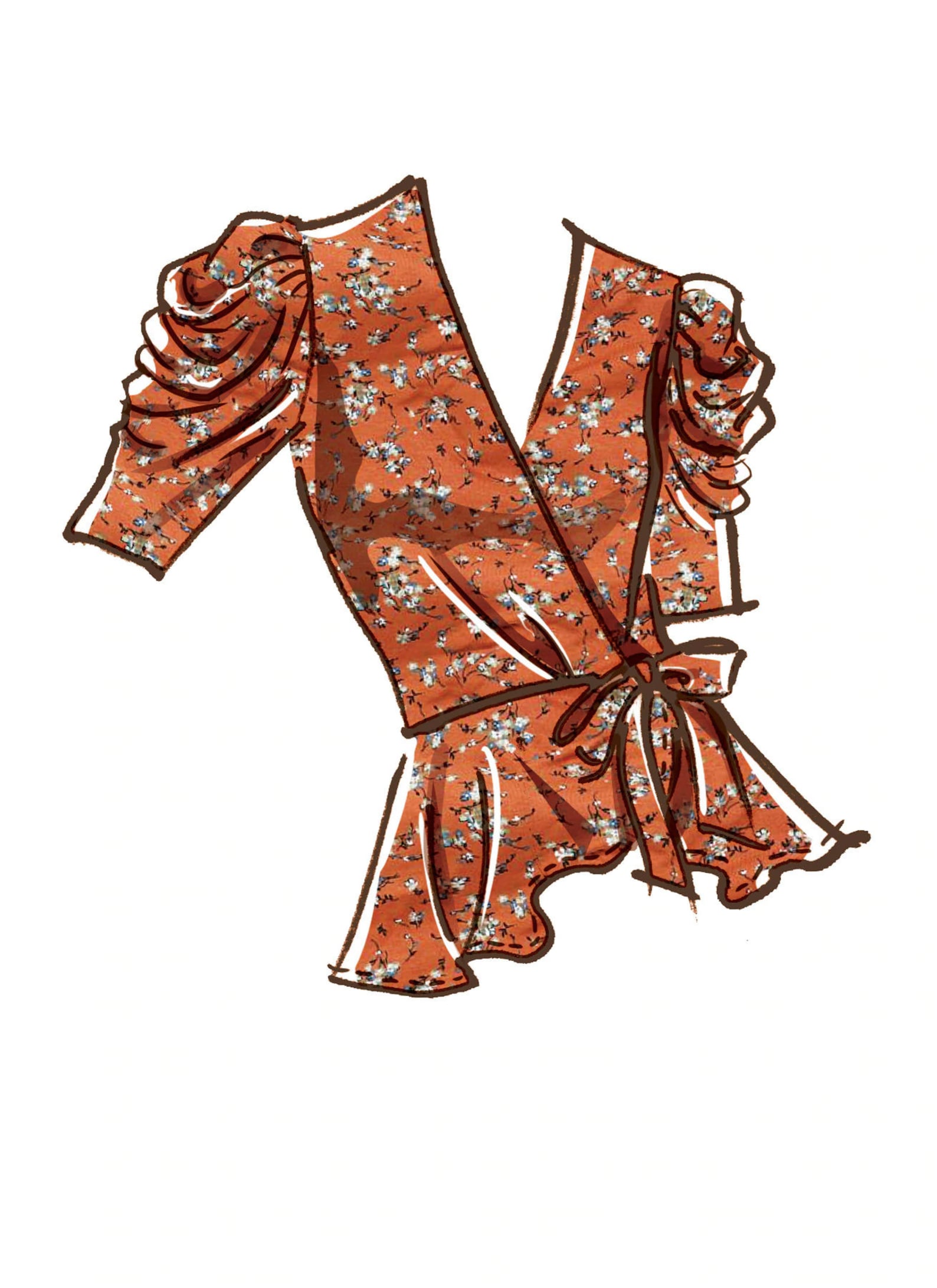 Sewing Pattern for Womens Wrap Tops Peplum Top Pattern Puff Etsy