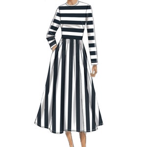 Vogue Sewing Pattern for Womens Dress, Fit and Flare Dress, Long Sleeve ...