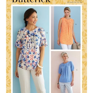 Patron de couture facile pour hauts, débardeurs, pulls, hauts à manches courtes, hauts basiques, Butterick 6730, taille 6-14 14-22, FF non coupé